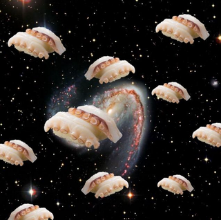 Illustration for article titled These pictures of sushi floating in space are truly awesome